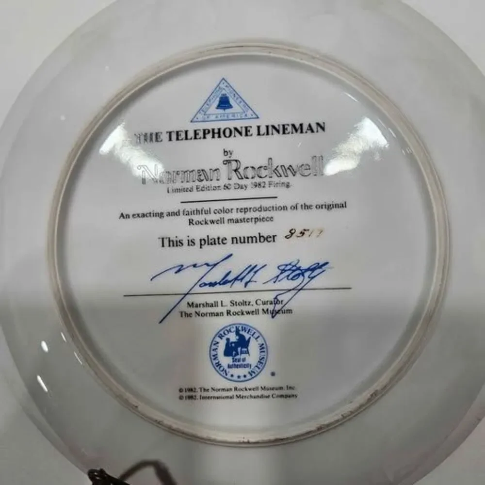 Norman Rockwell AT&T Telephone Lineman Plate and Limited Edition Tankard Mug. 2